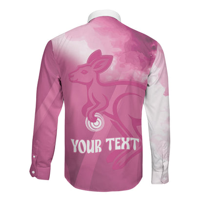 Bowls Australia Breast Cancer Personalised Long Sleeve Button Shirt Aussie Kangaroo Marble Sporty