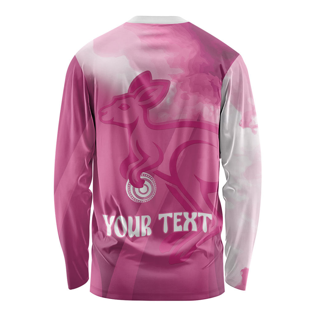 Bowls Australia Breast Cancer Personalised Long Sleeve Shirt Aussie Kangaroo Marble Sporty