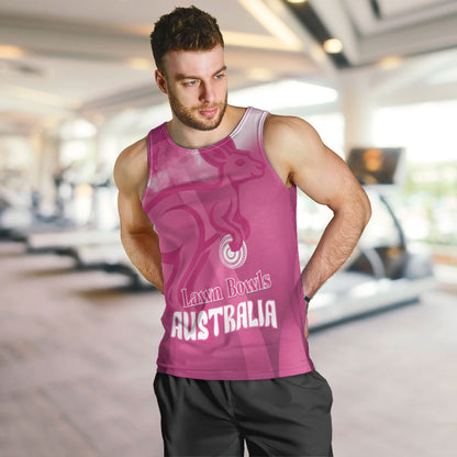 Bowls Australia Breast Cancer Personalised Men Tank Top Aussie Kangaroo Marble Sporty