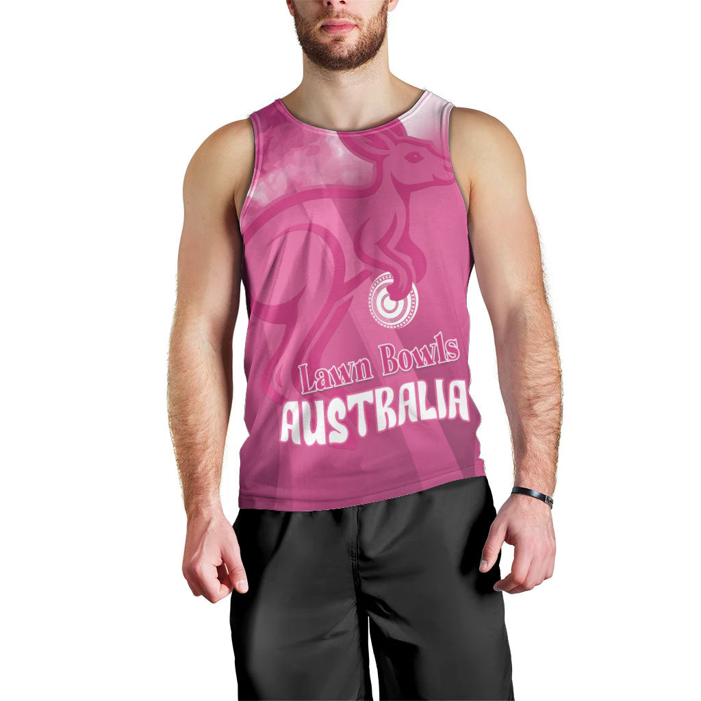 Bowls Australia Breast Cancer Personalised Men Tank Top Aussie Kangaroo Marble Sporty