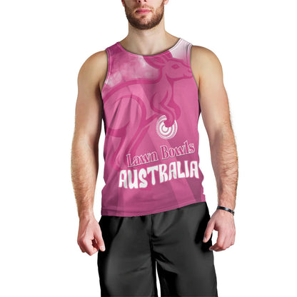 Bowls Australia Breast Cancer Personalised Men Tank Top Aussie Kangaroo Marble Sporty