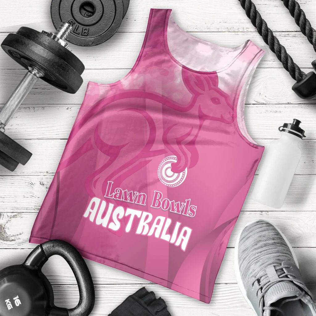 Bowls Australia Breast Cancer Personalised Men Tank Top Aussie Kangaroo Marble Sporty