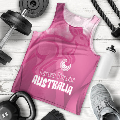 Bowls Australia Breast Cancer Personalised Men Tank Top Aussie Kangaroo Marble Sporty