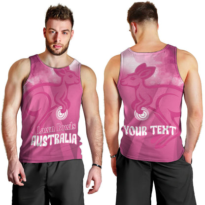 Bowls Australia Breast Cancer Personalised Men Tank Top Aussie Kangaroo Marble Sporty