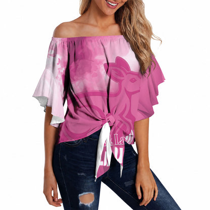 Bowls Australia Breast Cancer Personalised Off Shoulder Wrap Waist Top Aussie Kangaroo Marble Sporty