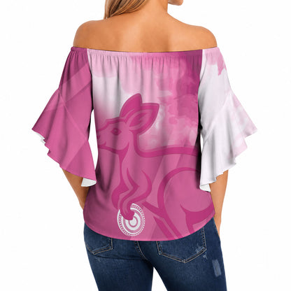 Bowls Australia Breast Cancer Personalised Off Shoulder Wrap Waist Top Aussie Kangaroo Marble Sporty