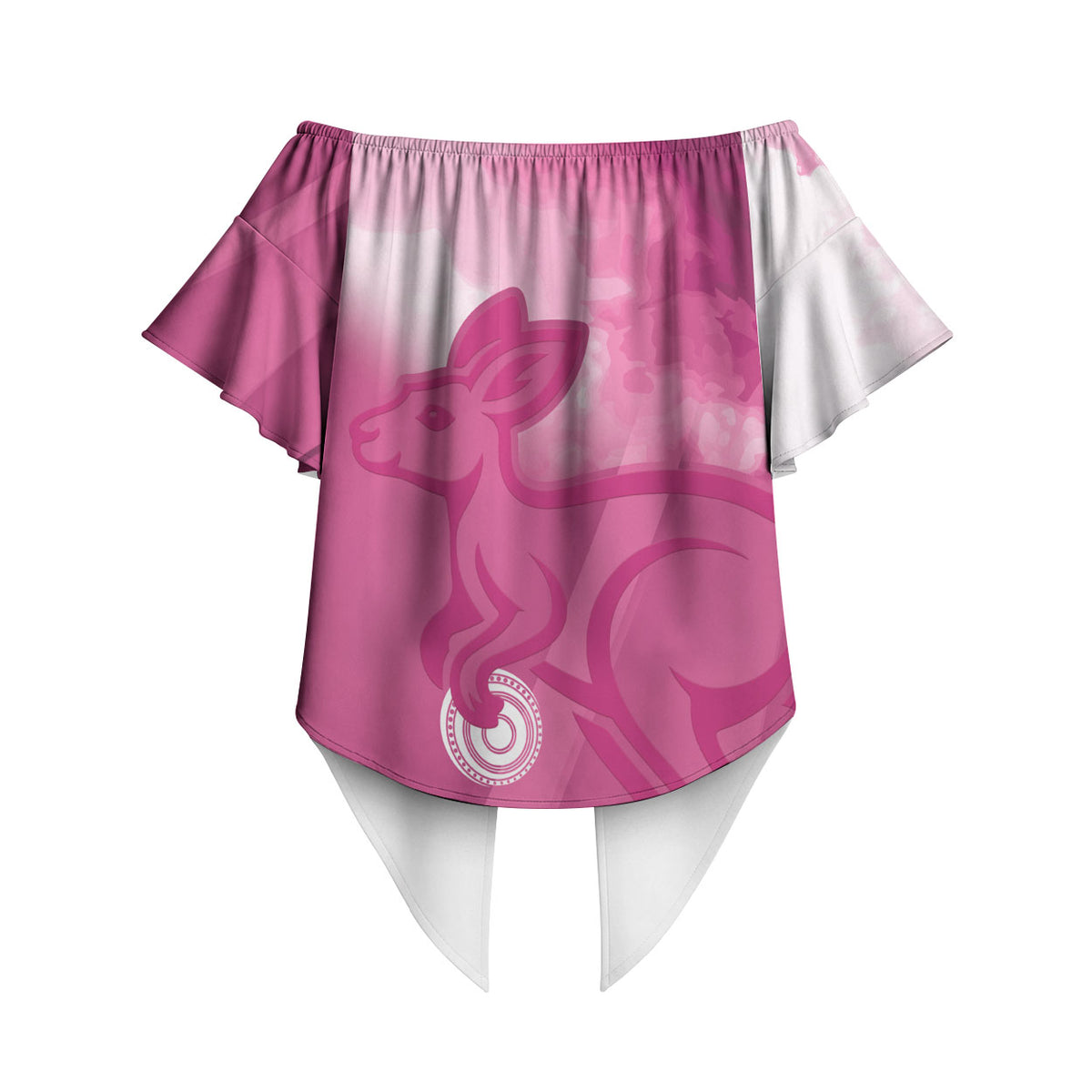 Bowls Australia Breast Cancer Personalised Off Shoulder Wrap Waist Top Aussie Kangaroo Marble Sporty