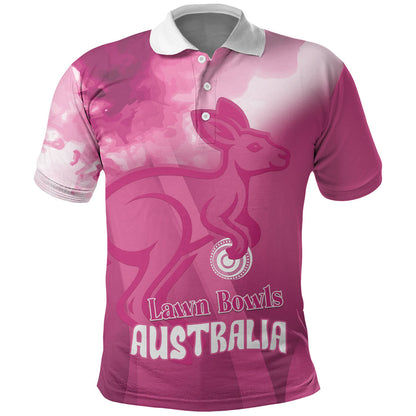 Bowls Australia Breast Cancer Personalised Polo Shirt Aussie Kangaroo Marble Sporty