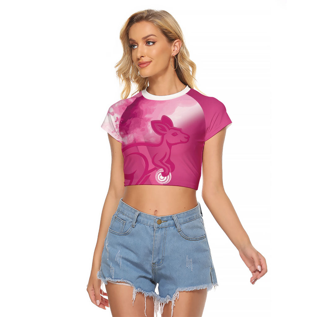 Bowls Australia Breast Cancer Personalised Raglan Cropped T Shirt Aussie Kangaroo Marble Sporty