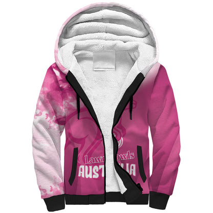 Bowls Australia Breast Cancer Personalised Sherpa Hoodie Aussie Kangaroo Marble Sporty