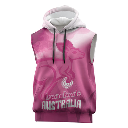 Bowls Australia Breast Cancer Personalised Sleeveless Hoodie Aussie Kangaroo Marble Sporty
