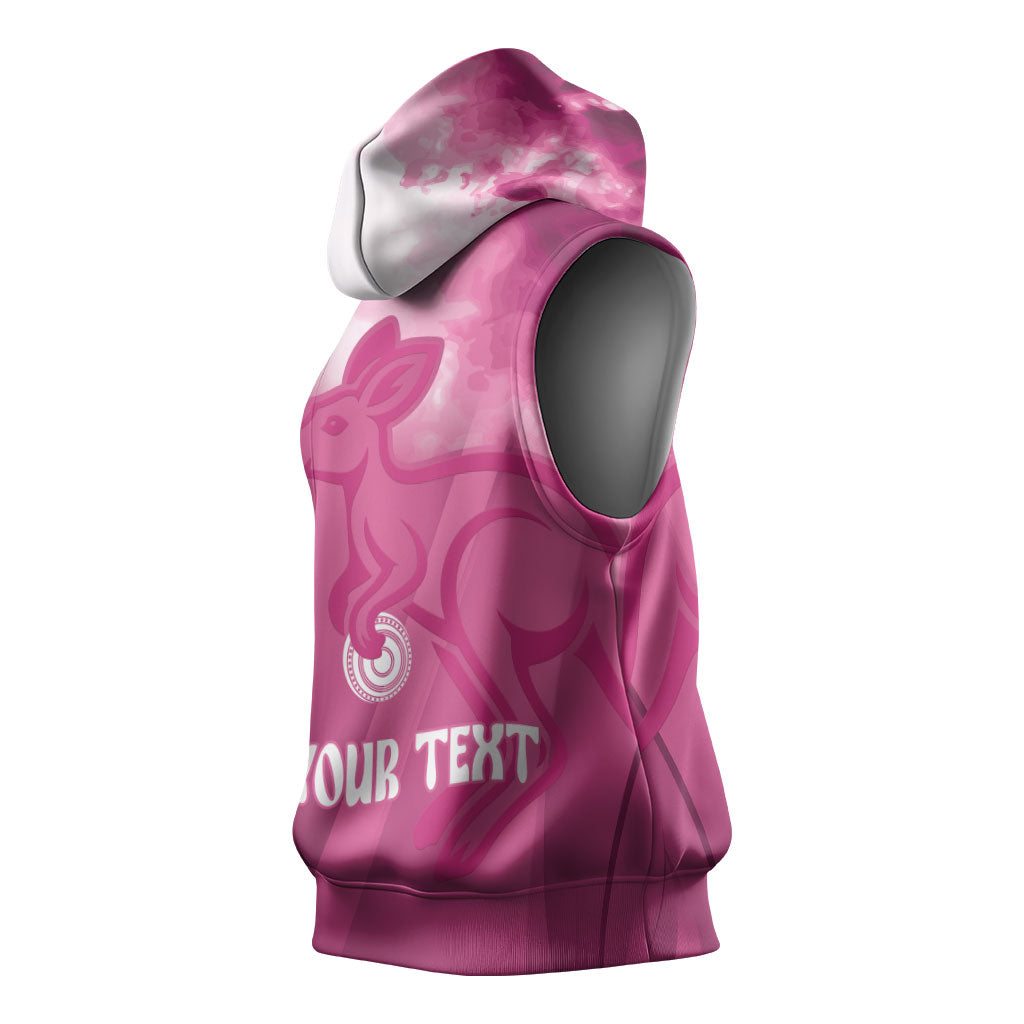 Bowls Australia Breast Cancer Personalised Sleeveless Hoodie Aussie Kangaroo Marble Sporty