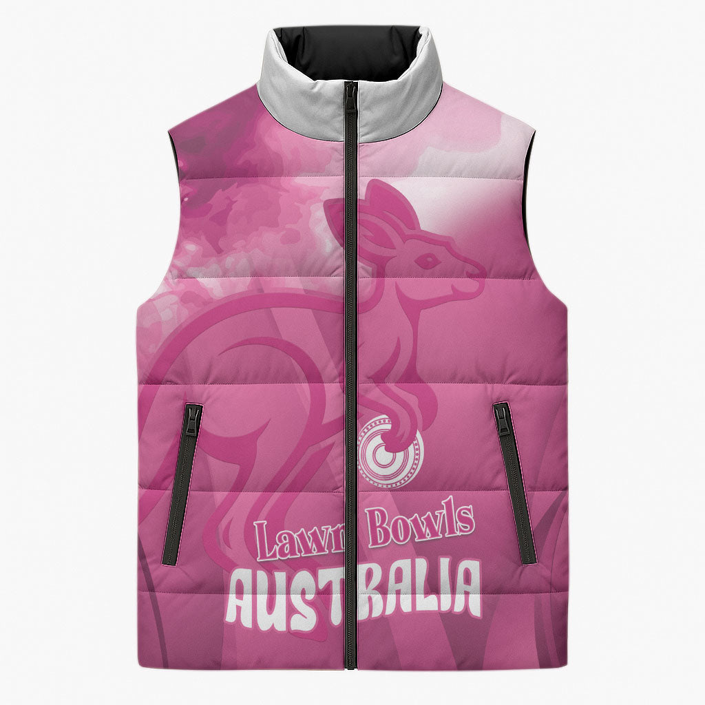 Bowls Australia Breast Cancer Personalised Sleeveless Puffer Jacket Aussie Kangaroo Marble Sporty