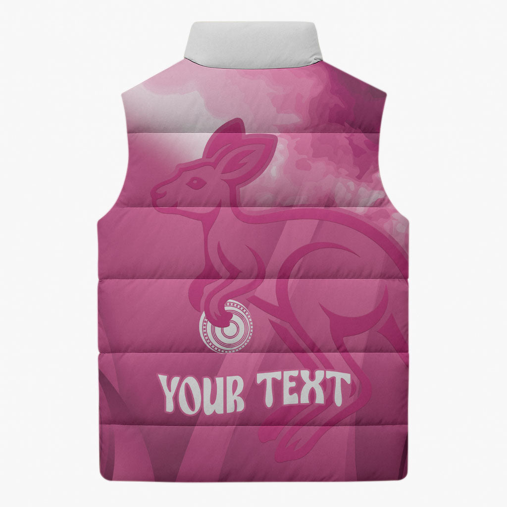 Bowls Australia Breast Cancer Personalised Sleeveless Puffer Jacket Aussie Kangaroo Marble Sporty