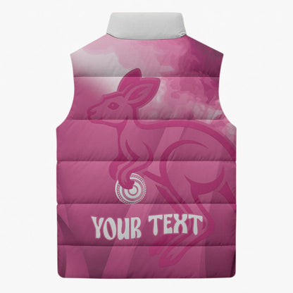 Bowls Australia Breast Cancer Personalised Sleeveless Puffer Jacket Aussie Kangaroo Marble Sporty