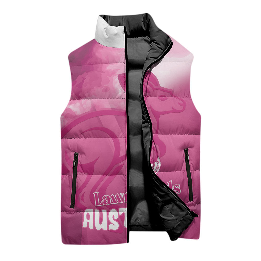 Bowls Australia Breast Cancer Personalised Sleeveless Puffer Jacket Aussie Kangaroo Marble Sporty