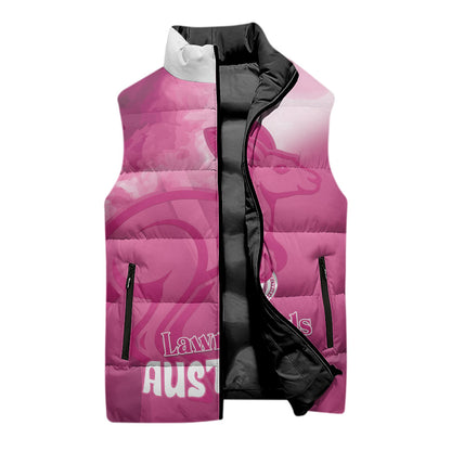 Bowls Australia Breast Cancer Personalised Sleeveless Puffer Jacket Aussie Kangaroo Marble Sporty