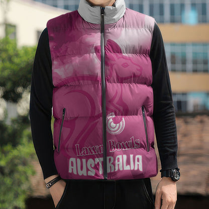 Bowls Australia Breast Cancer Personalised Sleeveless Puffer Jacket Aussie Kangaroo Marble Sporty