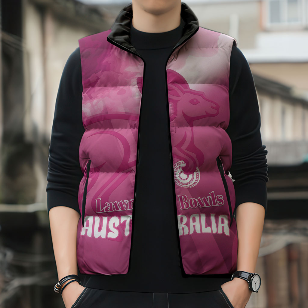Bowls Australia Breast Cancer Personalised Sleeveless Puffer Jacket Aussie Kangaroo Marble Sporty