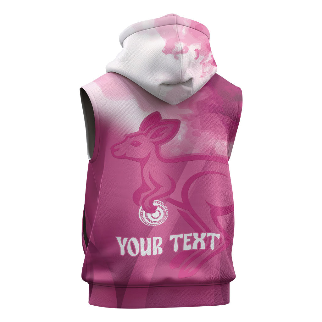 Bowls Australia Breast Cancer Personalised Sleeveless Zip Hoodie Aussie Kangaroo Marble Sporty