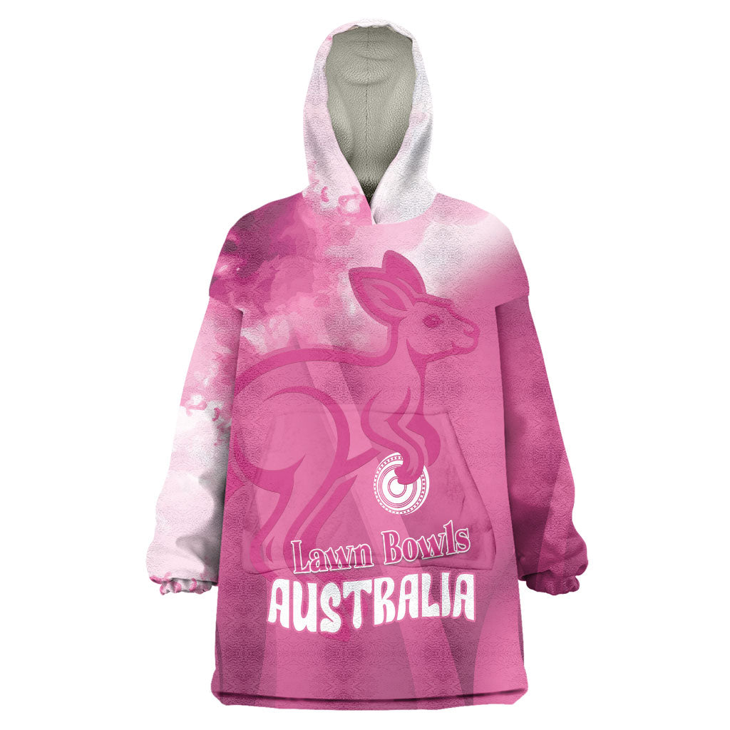 Bowls Australia Breast Cancer Personalised Wearable Blanket Hoodie Aussie Kangaroo Marble Sporty