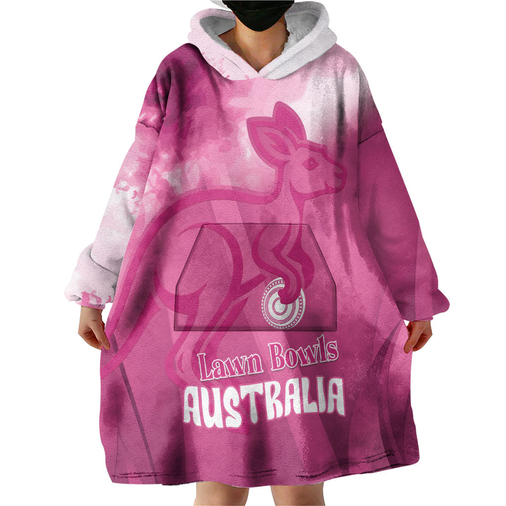 Bowls Australia Breast Cancer Personalised Wearable Blanket Hoodie Aussie Kangaroo Marble Sporty