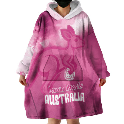 Bowls Australia Breast Cancer Personalised Wearable Blanket Hoodie Aussie Kangaroo Marble Sporty