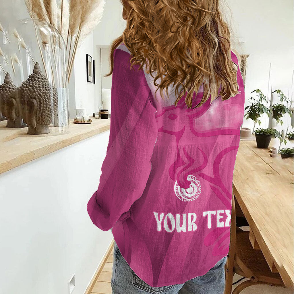 Bowls Australia Breast Cancer Personalised Women Casual Shirt Aussie Kangaroo Marble Sporty