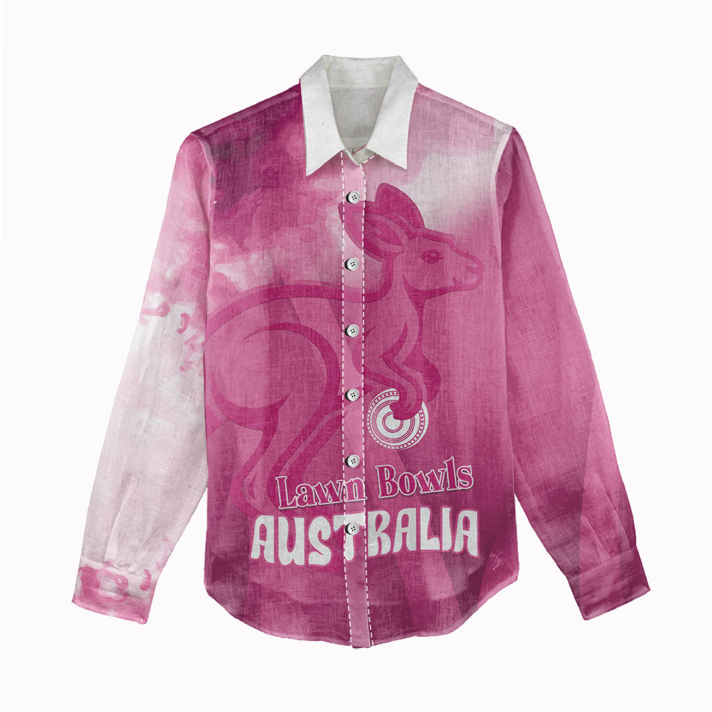 Bowls Australia Breast Cancer Personalised Women Casual Shirt Aussie Kangaroo Marble Sporty