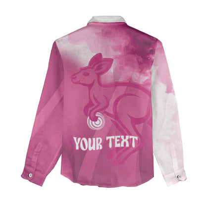 Bowls Australia Breast Cancer Personalised Women Casual Shirt Aussie Kangaroo Marble Sporty
