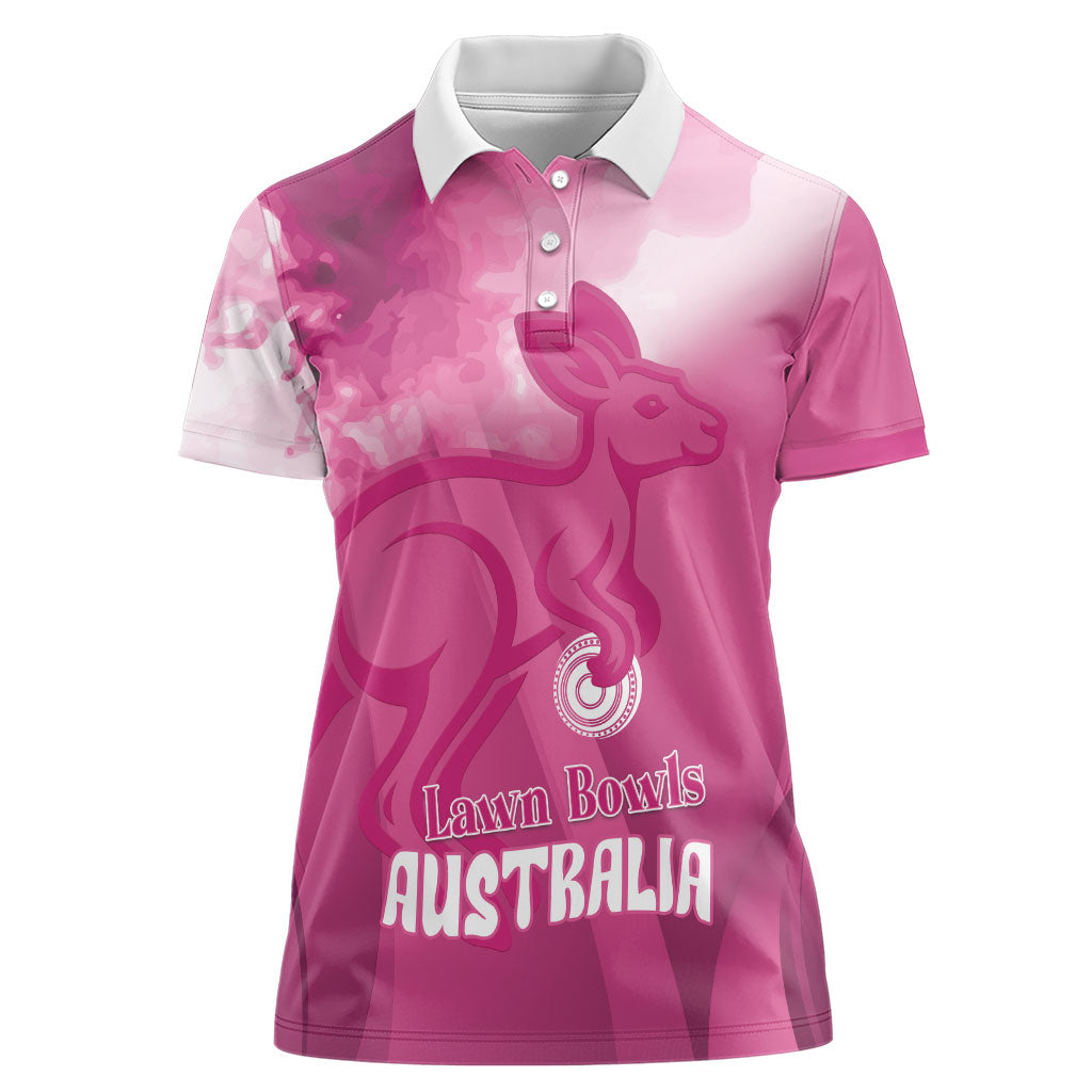 Bowls Australia Breast Cancer Personalised Women Polo Shirt Aussie Kangaroo Marble Sporty