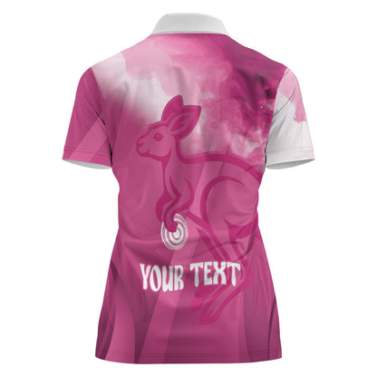Bowls Australia Breast Cancer Personalised Women Polo Shirt Aussie Kangaroo Marble Sporty