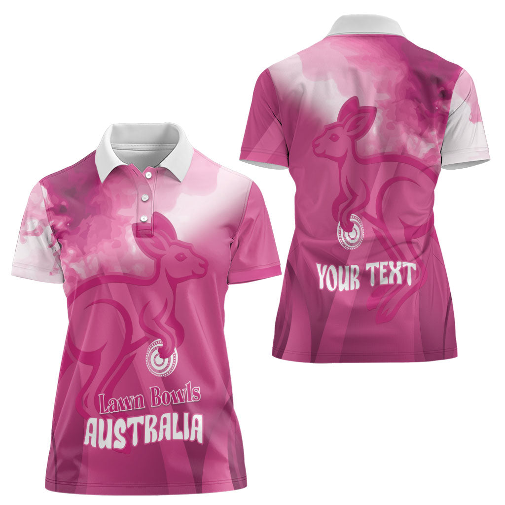 Bowls Australia Breast Cancer Personalised Women Polo Shirt Aussie Kangaroo Marble Sporty