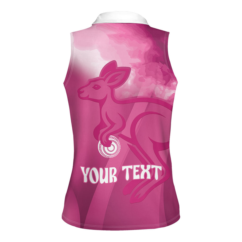 Bowls Australia Breast Cancer Personalised Women Sleeveless Polo Shirt Aussie Kangaroo Marble Sporty