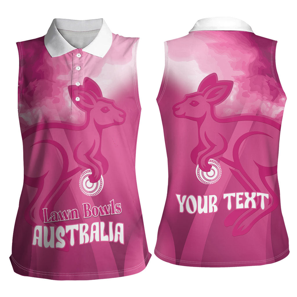 Bowls Australia Breast Cancer Personalised Women Sleeveless Polo Shirt Aussie Kangaroo Marble Sporty