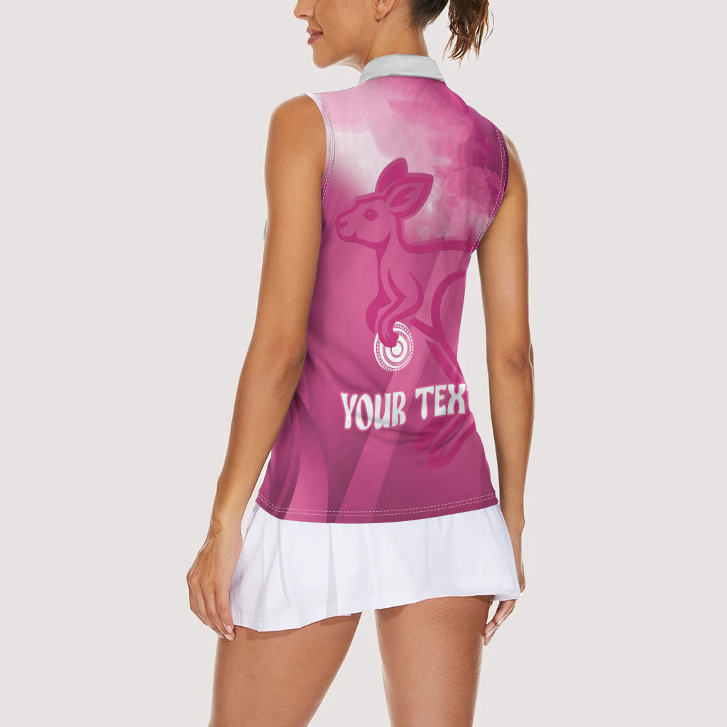 Bowls Australia Breast Cancer Personalised Women Sleeveless Polo Shirt Aussie Kangaroo Marble Sporty