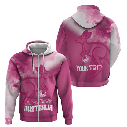 Bowls Australia Breast Cancer Personalised Zip Hoodie Aussie Kangaroo Marble Sporty
