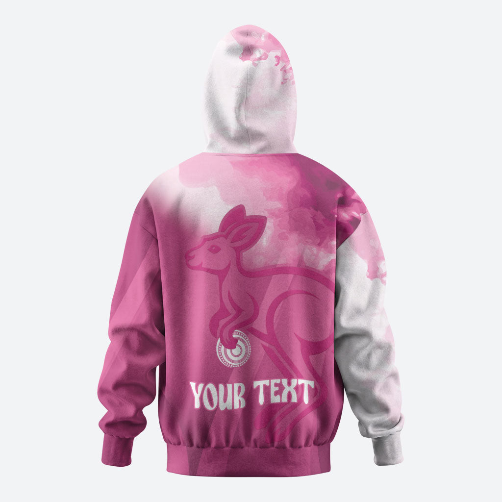 Bowls Australia Breast Cancer Personalised Zip Hoodie Aussie Kangaroo Marble Sporty