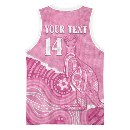 Australia Soccer Breast Cancer Custom Basketball Jersey Think Pink Aussie Opal Aboriginal Art