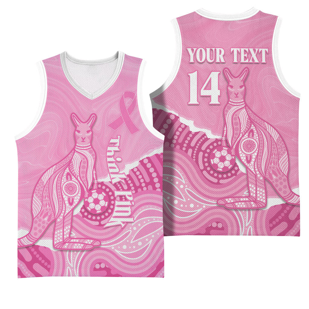 Australia Soccer Breast Cancer Custom Basketball Jersey Think Pink Aussie Opal Aboriginal Art