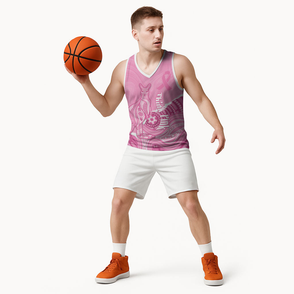 Australia Soccer Breast Cancer Custom Basketball Jersey Think Pink Aussie Opal Aboriginal Art