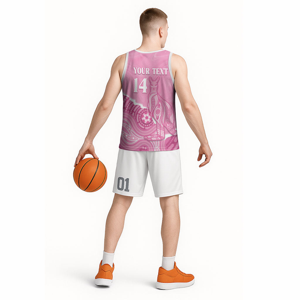 Australia Soccer Breast Cancer Custom Basketball Jersey Think Pink Aussie Opal Aboriginal Art
