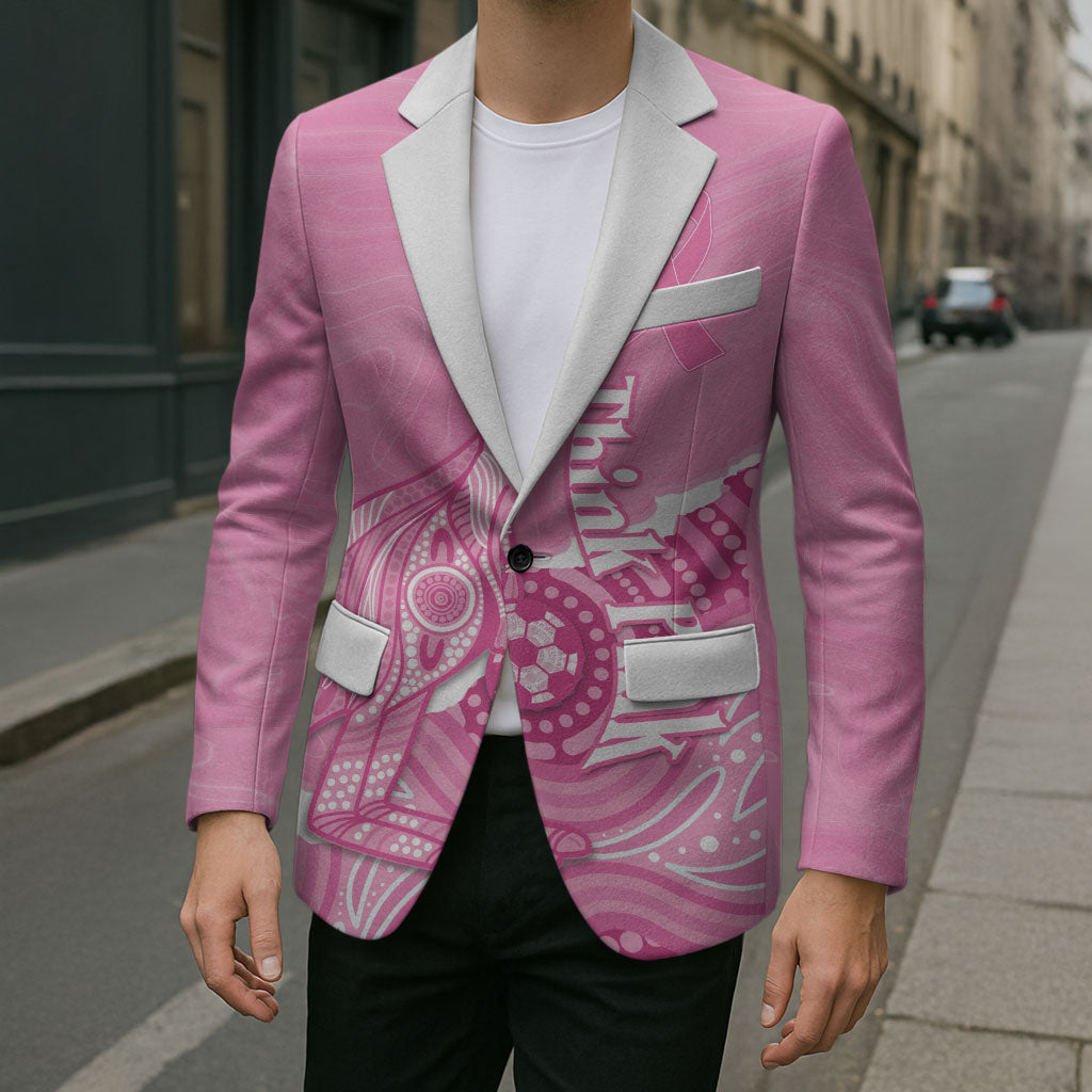 Australia Soccer Breast Cancer Custom Blazer Think Pink Aussie Opal Aboriginal Art