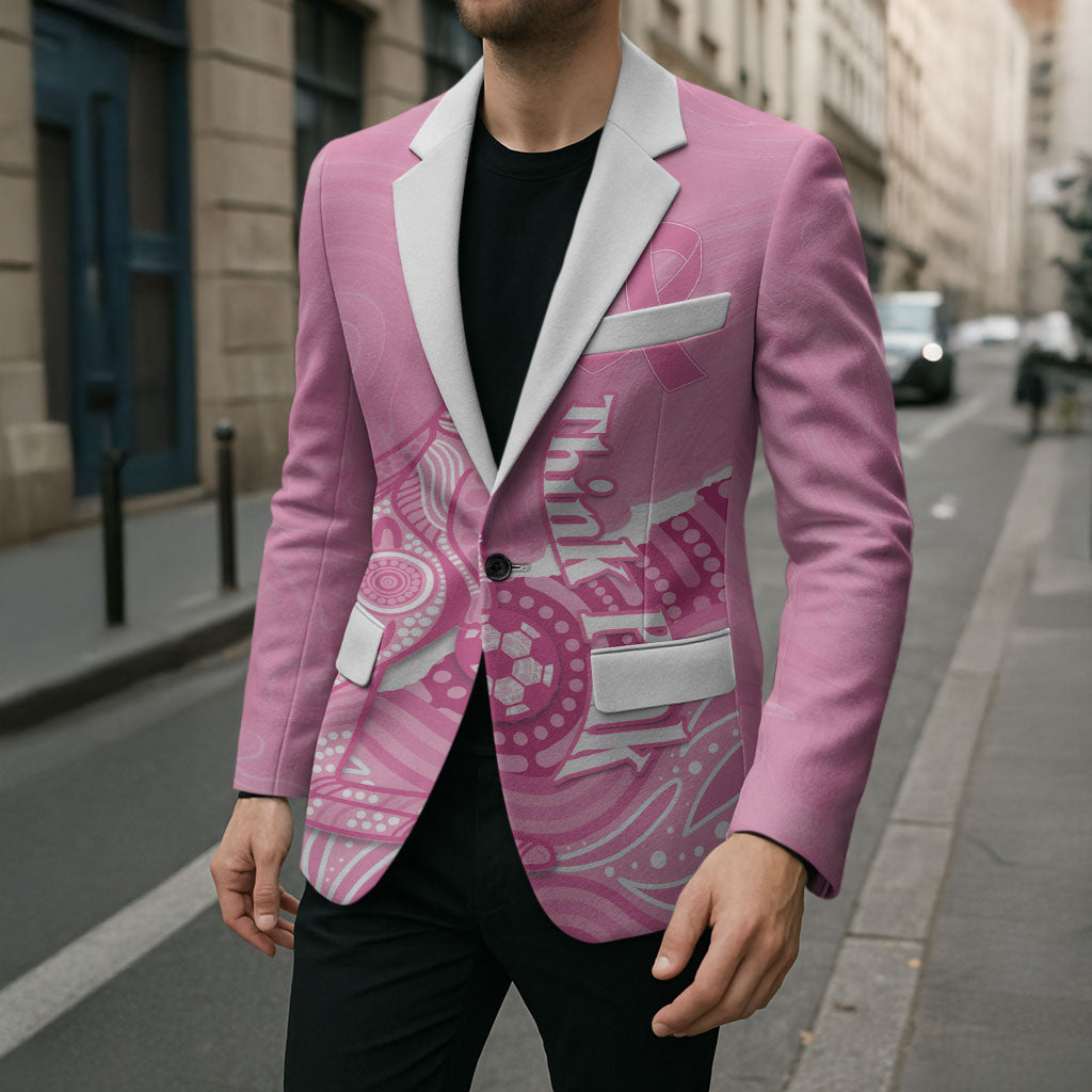Australia Soccer Breast Cancer Custom Blazer Think Pink Aussie Opal Aboriginal Art