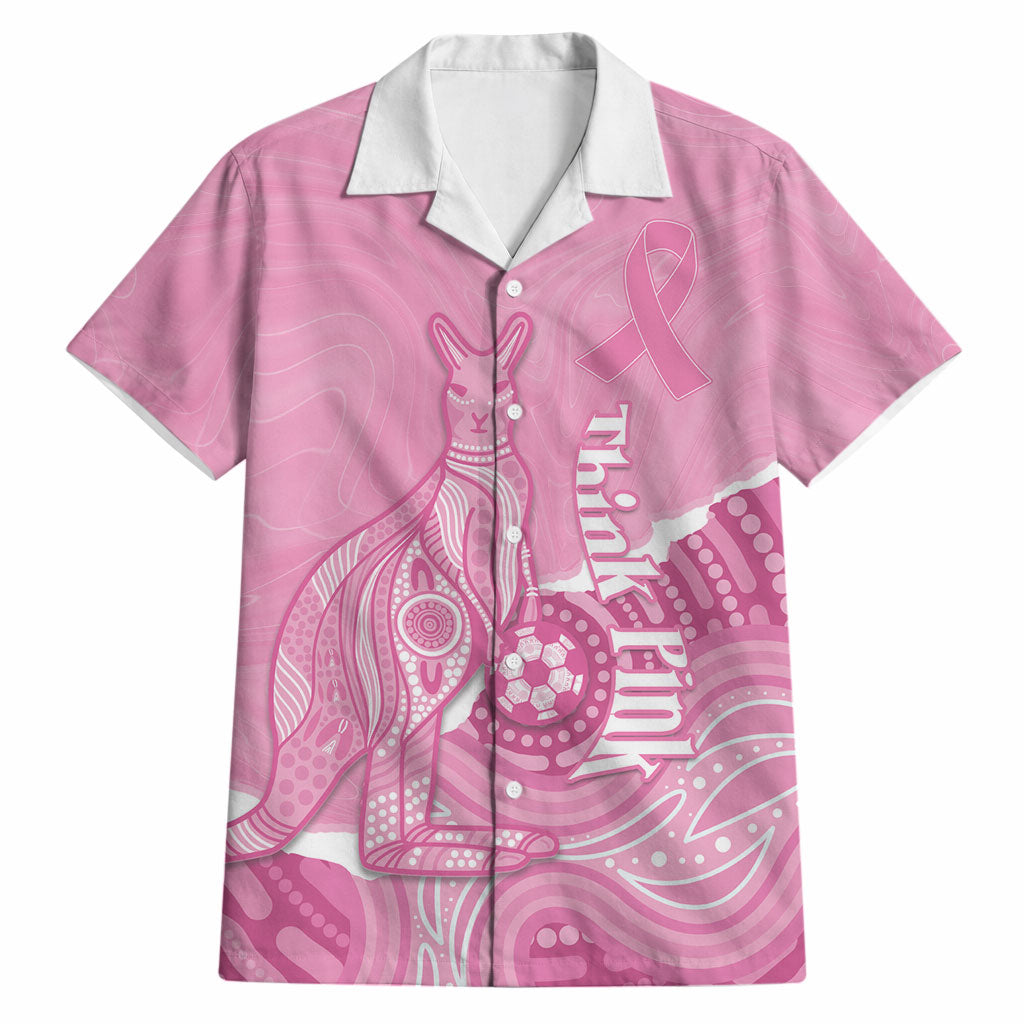 Australia Soccer Breast Cancer Custom Hawaiian Shirt Think Pink Aussie Opal Aboriginal Art