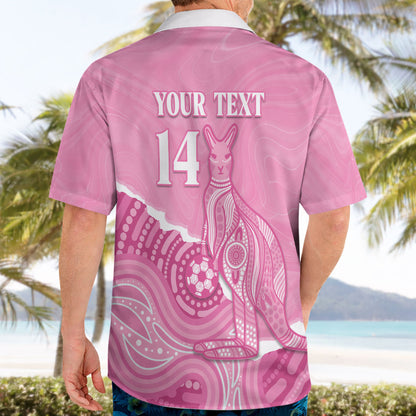 Australia Soccer Breast Cancer Custom Hawaiian Shirt Think Pink Aussie Opal Aboriginal Art