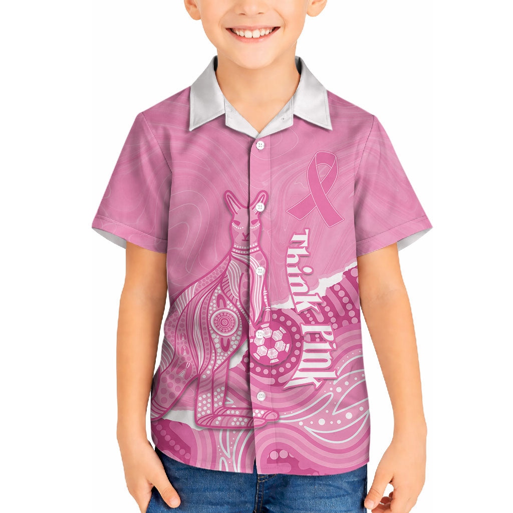 Australia Soccer Breast Cancer Custom Hawaiian Shirt Think Pink Aussie Opal Aboriginal Art