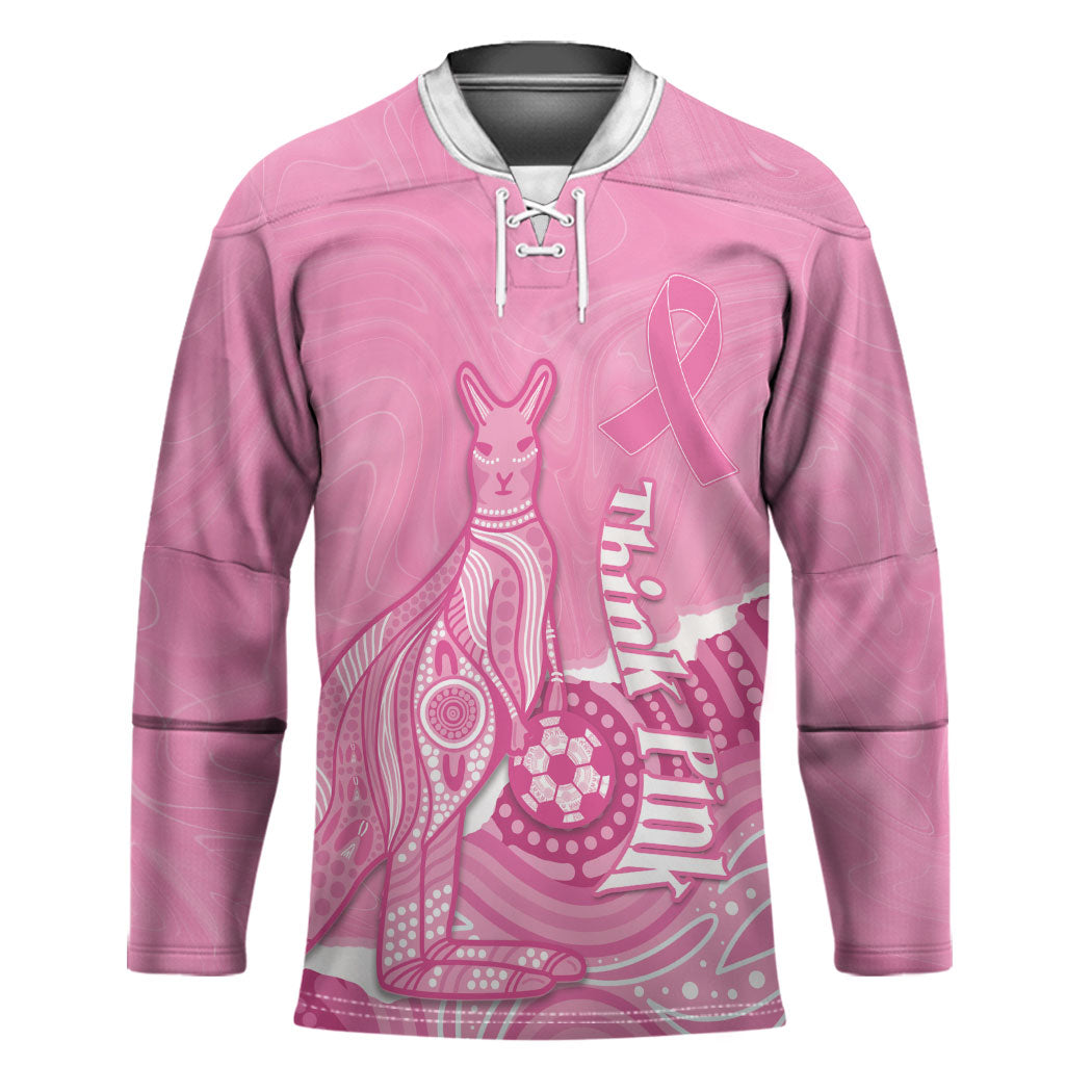 Australia Soccer Breast Cancer Custom Hockey Jersey Think Pink Aussie Opal Aboriginal Art