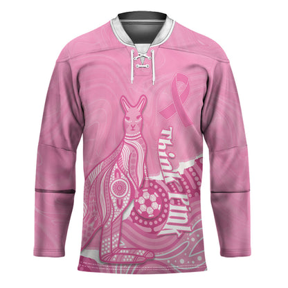Australia Soccer Breast Cancer Custom Hockey Jersey Think Pink Aussie Opal Aboriginal Art
