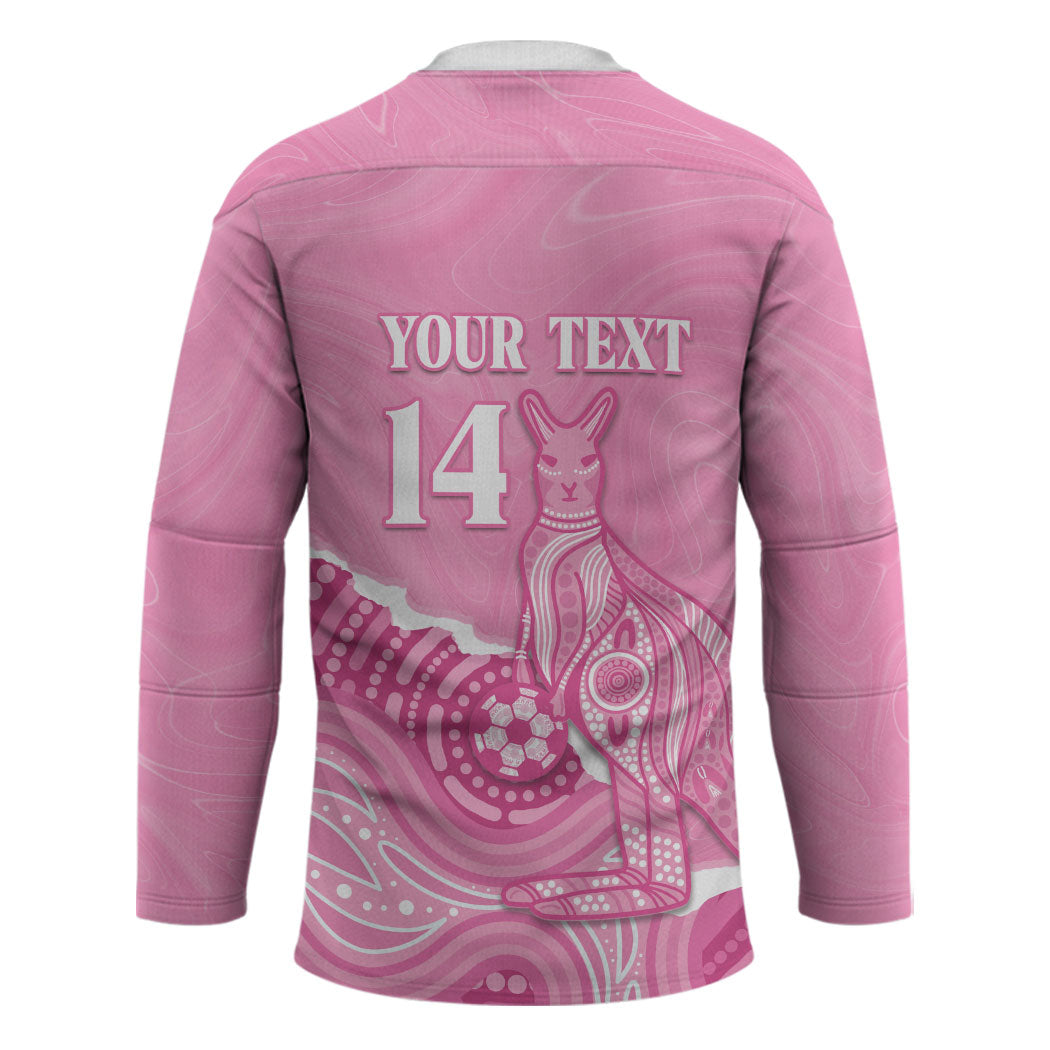 Australia Soccer Breast Cancer Custom Hockey Jersey Think Pink Aussie Opal Aboriginal Art